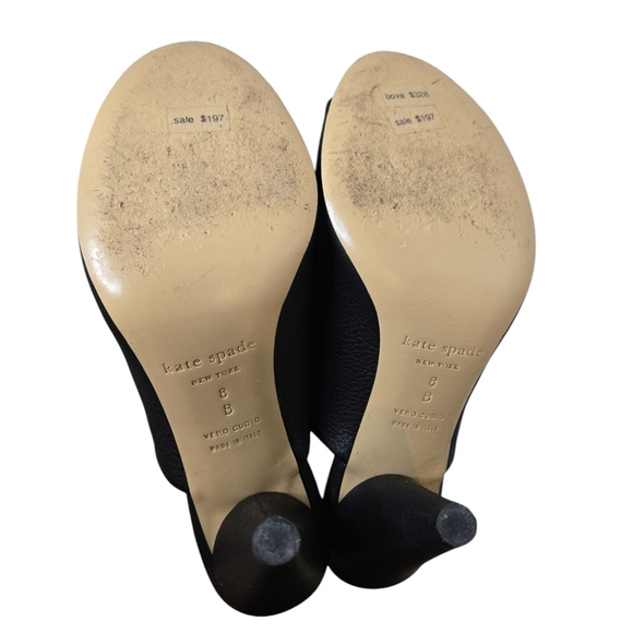 Kate Spade New York Bova peep-toe cone-heel mule black Pebble Leather 8 B - Picture 7 of 7